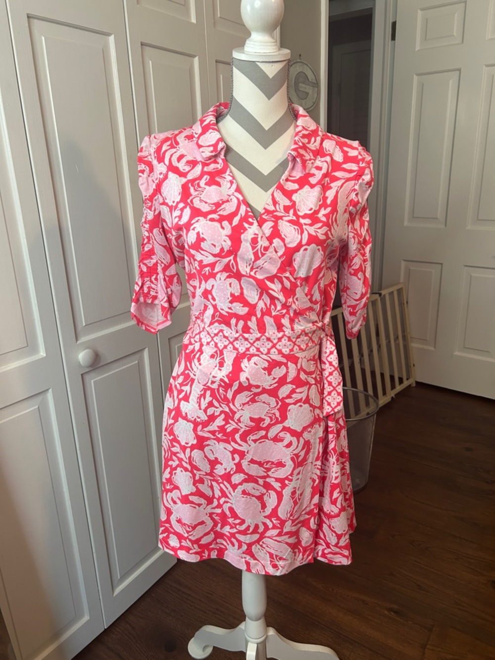 Lilly Pulitzer Ibby Skirted Romper Pink & White Floral Wrap skirt
